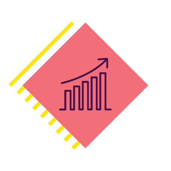 increasing bar graph outline chart with upward arrow